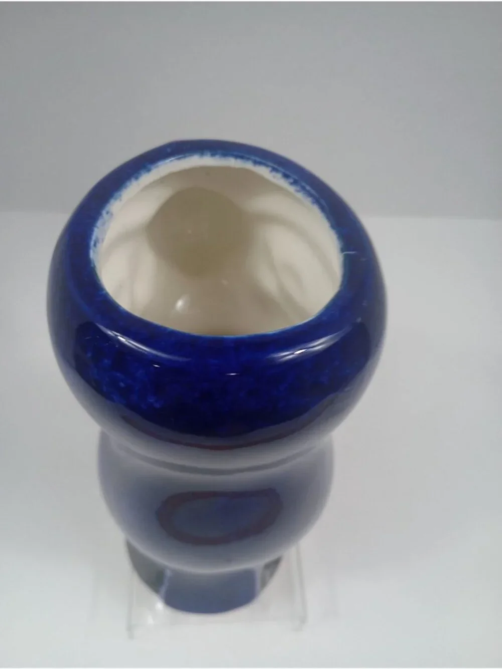 Vintage Tiki Cobalt Blue and White Ceramic  Hand Painted Macaw Parrot Mug, Vase
